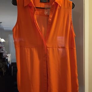 Apt. 9 Vibrant Orange Sleeveless Blouse